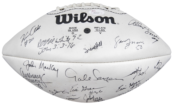 NFL Hall of Famers & Legends Signed & Inscribed Wilson Football With 26 Signatures Including Reggie White & Gale Sayers (JSA)